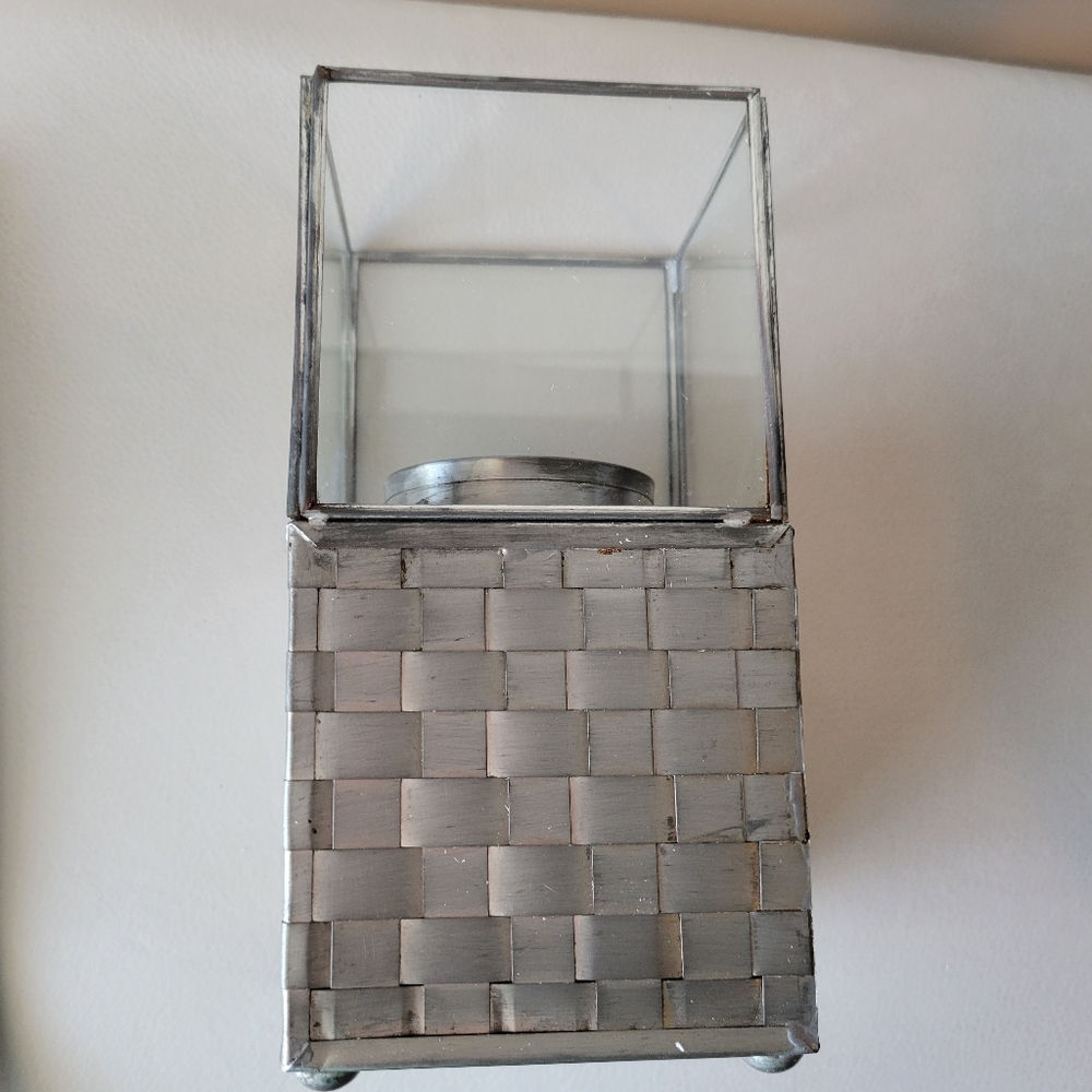 2 NIB Iron & Glass Basket Weave Candle Holders ~ Made in Mexico ~ Pretty! - Picture 12 of 16